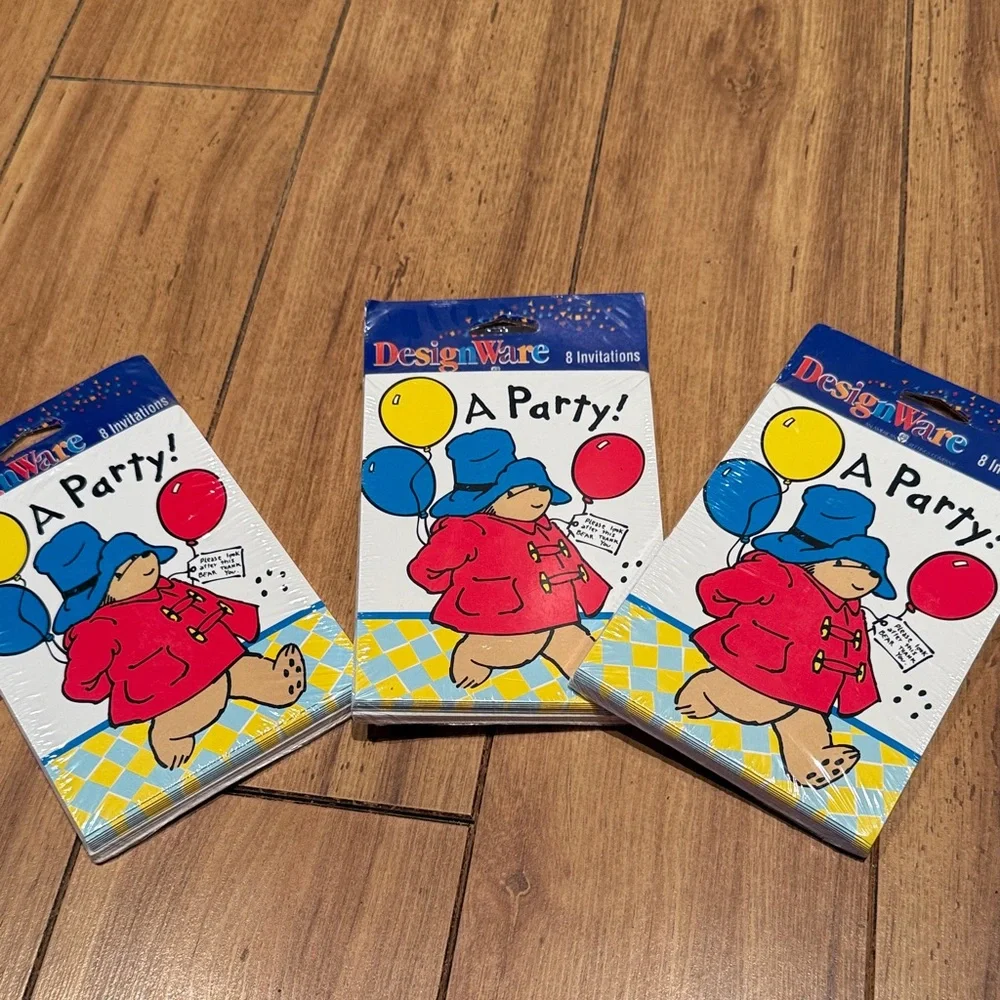 New Vintage 90’s DesignWare Paddington Bear Party Invitations 3 packs of 8